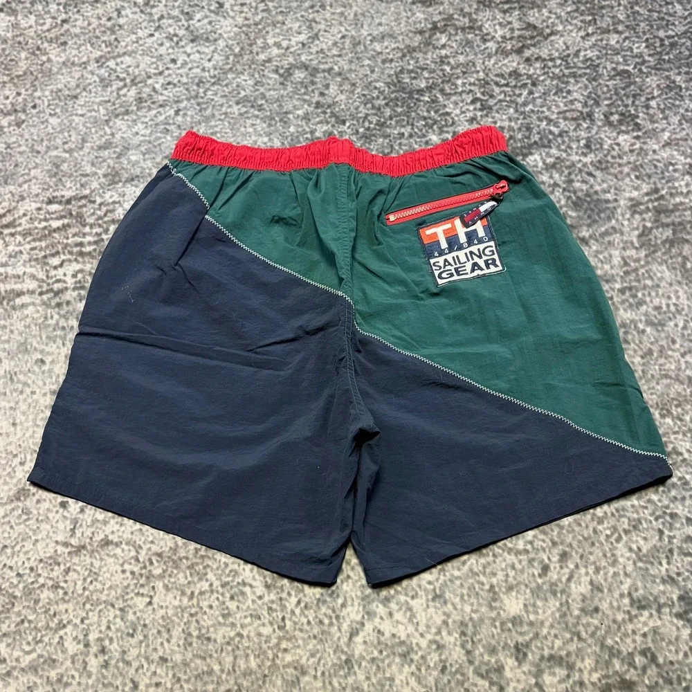 VTG 90s Tommy Hilfiger Sailing Gear Shorts Nylon Large Colorblock Swim Trunks